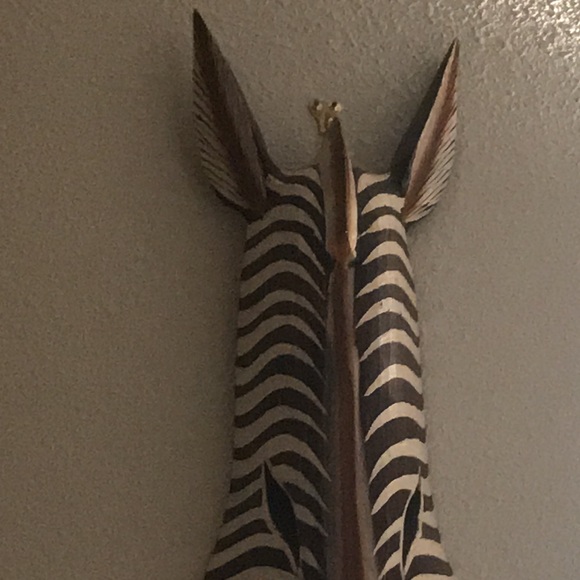 40” Tall Wood Wall Mask Zebra Deco Safari Sculpture - Picture 6 of 6